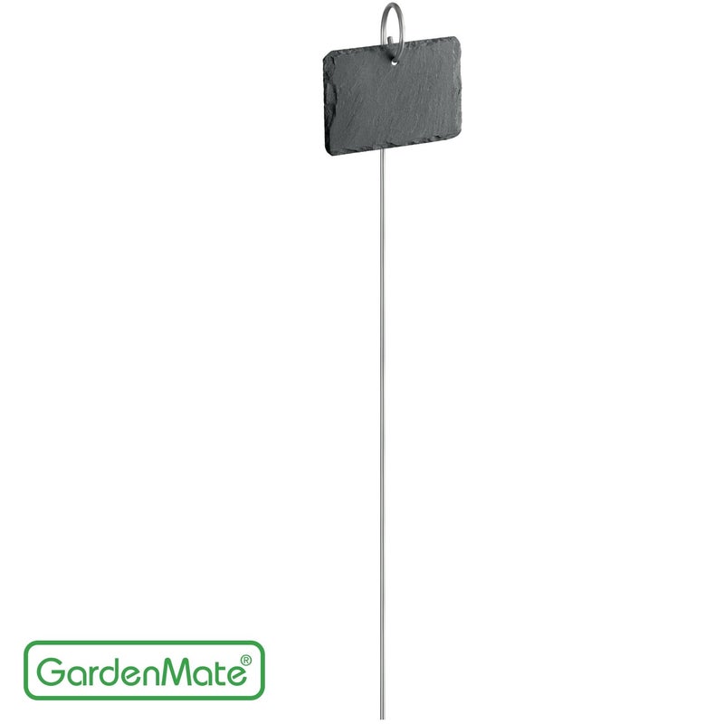 GardenMate 10-Pack Natural Style Slate Plant Labels (4"x 2 3/4") Hanging from a Stainless Steel Metal Rod (22") - Image 5